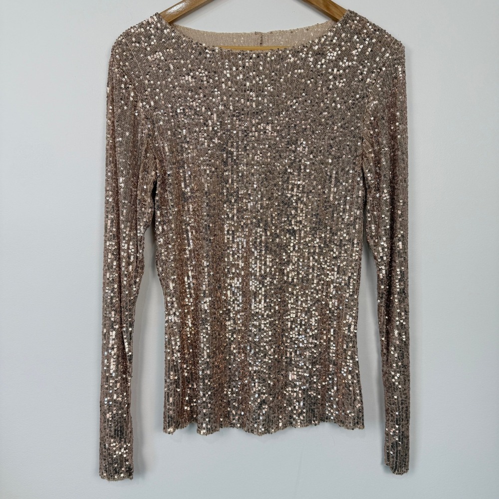 Intimately Free People Sequin Top Womens Small Rose Gold Party Glam Holiday‎ NYE